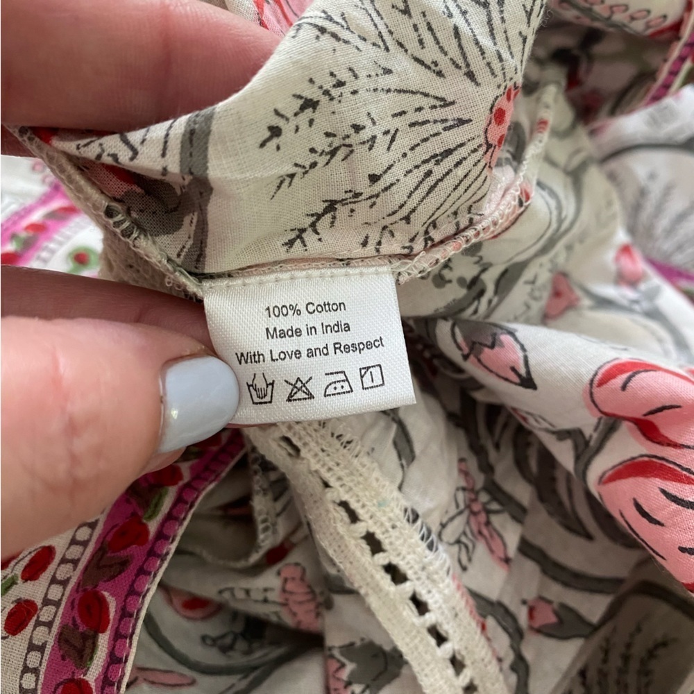 La Plage Pink White Loopy Floral Water Mill Maxi Dress XS - Picture 16 of 16